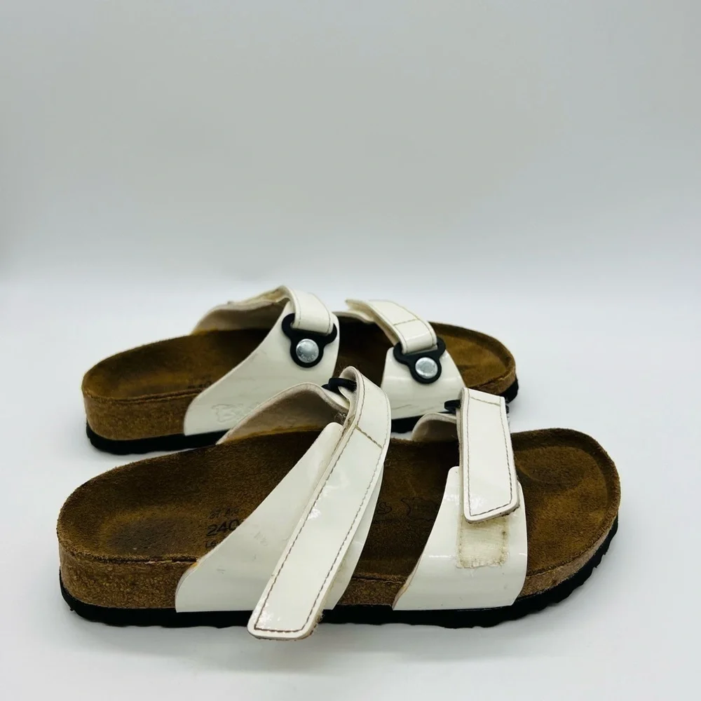 BIRKIES UNISEX WHITE VELCRO SLIP ON SANDALS SIZE W6 M4 - Picture 8 of 14